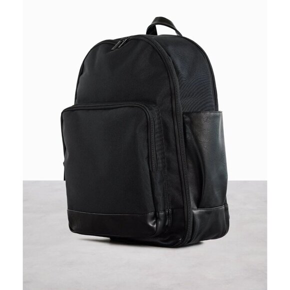 BÉIS \'The Backpack\' in Black Canvas Leather Black Carry main image 10